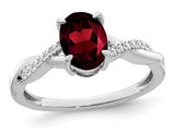 14K White Gold Natural Garnet Ring 1.20 Carats (ctw) with Accent Diamonds